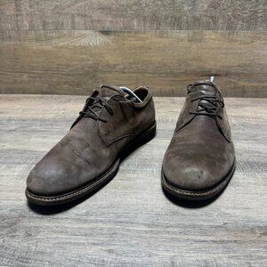 Ecco Kenton Plain Toe Brown Burnished Leather Derby Shoes Men's Size EU 44